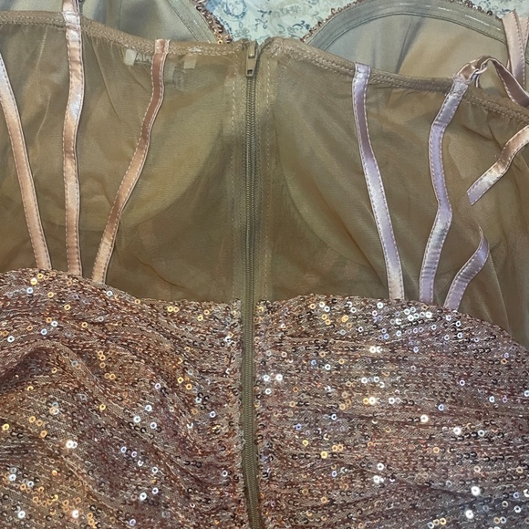 Plus Size Rose Gold Sequin Mini Dress - Picture 4 of 5